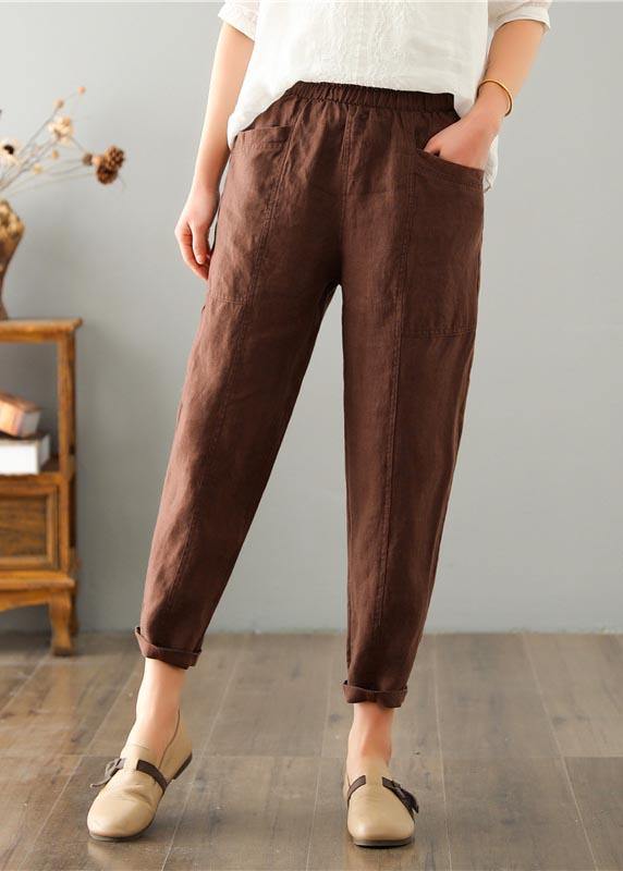 Women Chocolate Cotton Linen Summer Pants