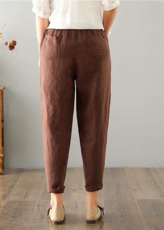 Women Chocolate Cotton Linen Summer Pants