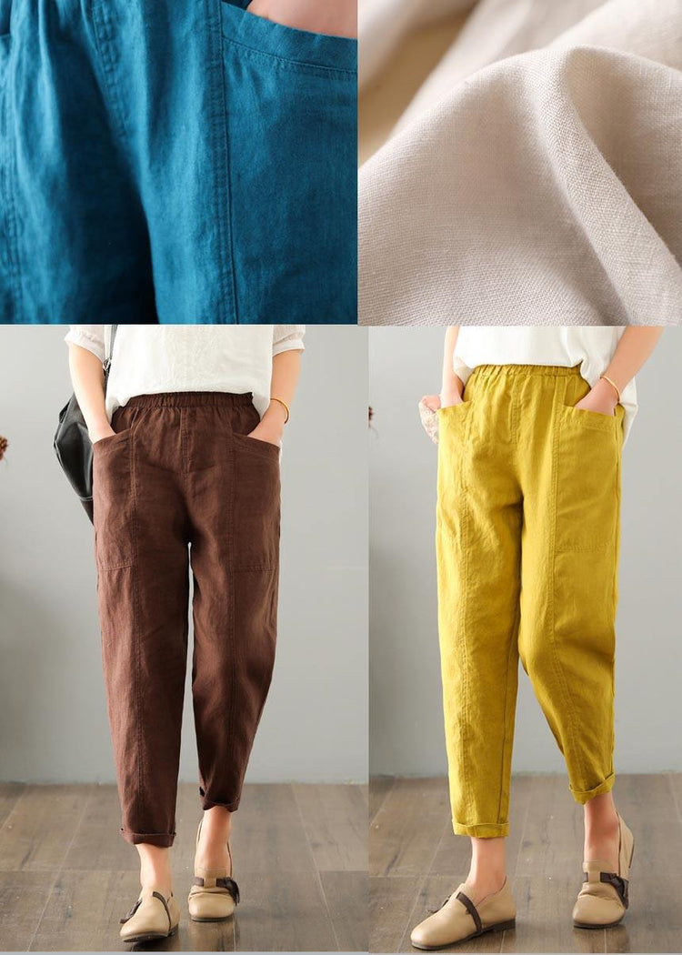 Women Chocolate Cotton Linen Summer Pants