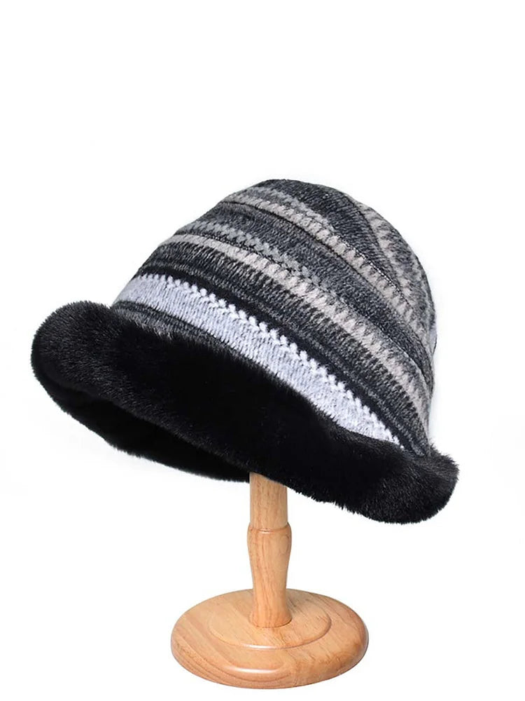 Women Winter Knitted Wool Liner Hat-Khaki