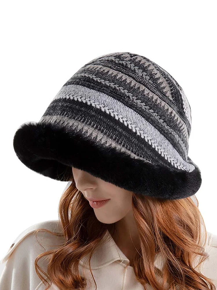 Women Winter Knitted Wool Liner Hat-Khaki