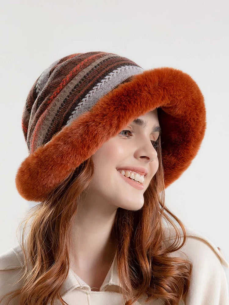 Women Winter Knitted Wool Liner Hat-Khaki