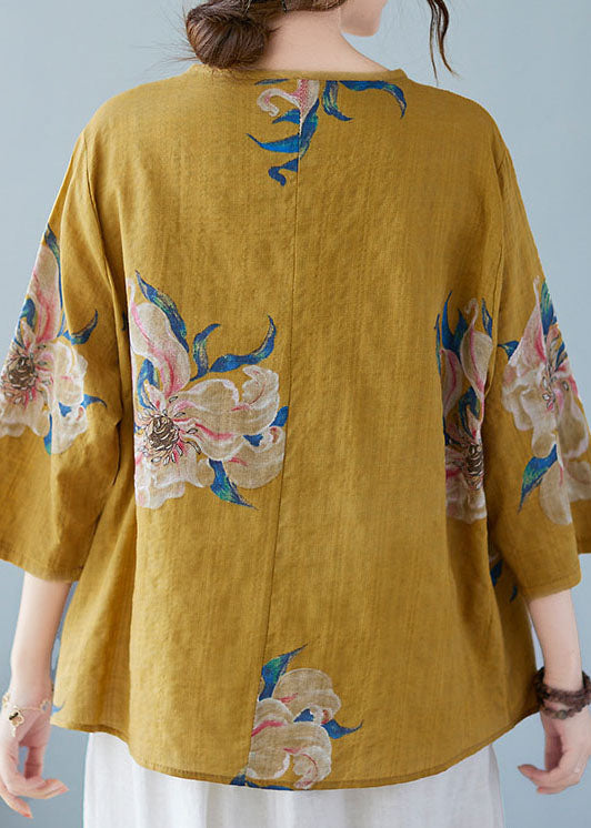 Yellow Asymmetrical Button Down Shirt Half Sleeve