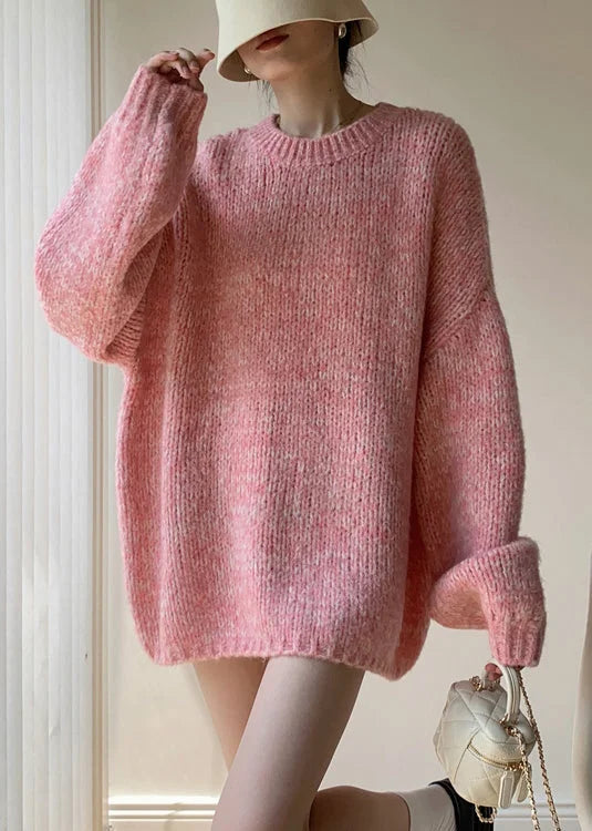 Simple Black O Neck Cozy Knit Sweaters Winter