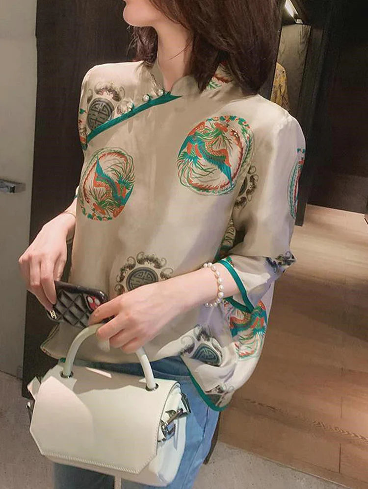 Vintage Chinese Style Print Top