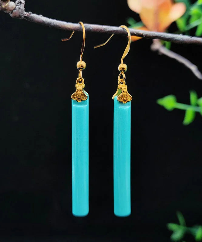 Women Green 14K Gold Turquoise Drop Earrings