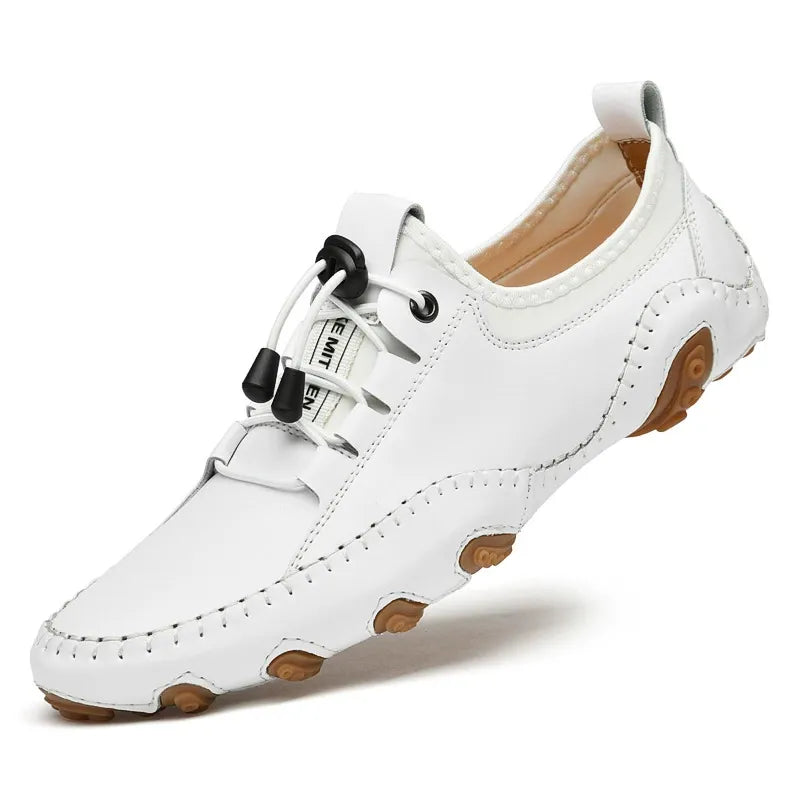White Genuine Leather Men's Casual Shoes
