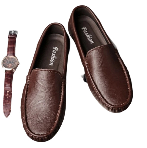 Men's Black Casual Leather Shoes for Summer