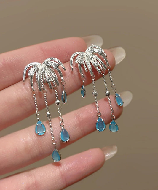 Vogue Blue Copper Alloy Water Drop Fireworks Drop Earrings