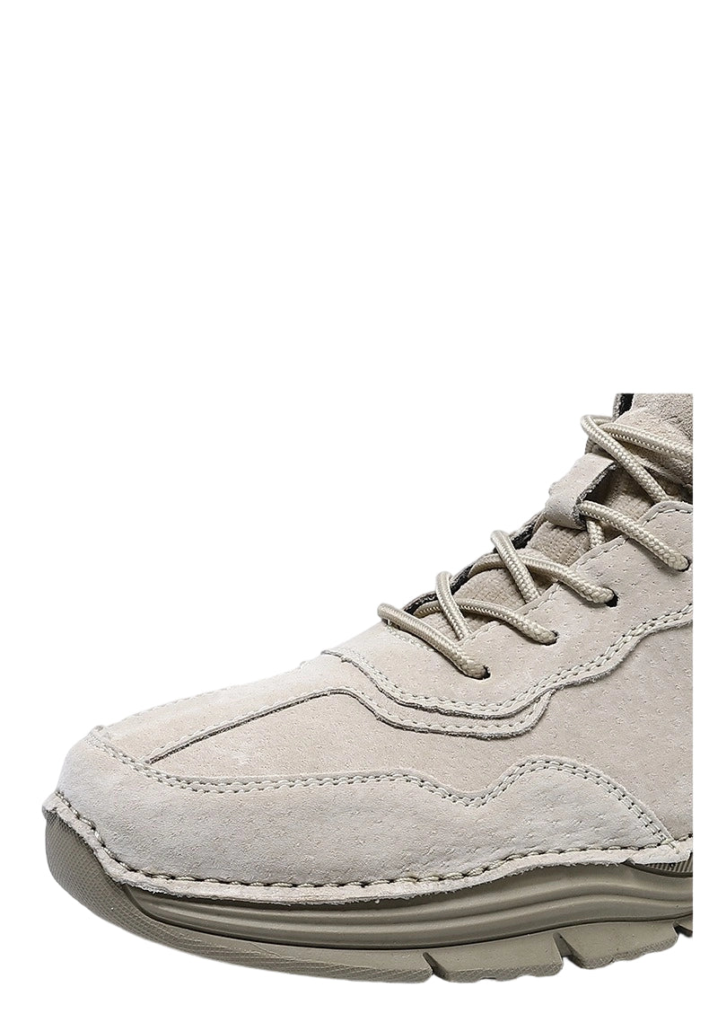Men's Khaki High-Top Genuine Leather Outdoor Casual Shoes