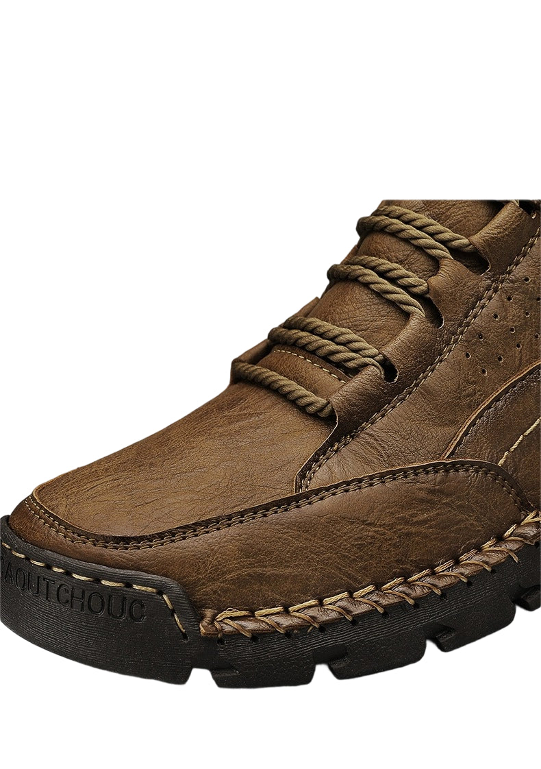 Men's Stylish Hand-Stitched Flat Sole Lace-Up Casual Shoes