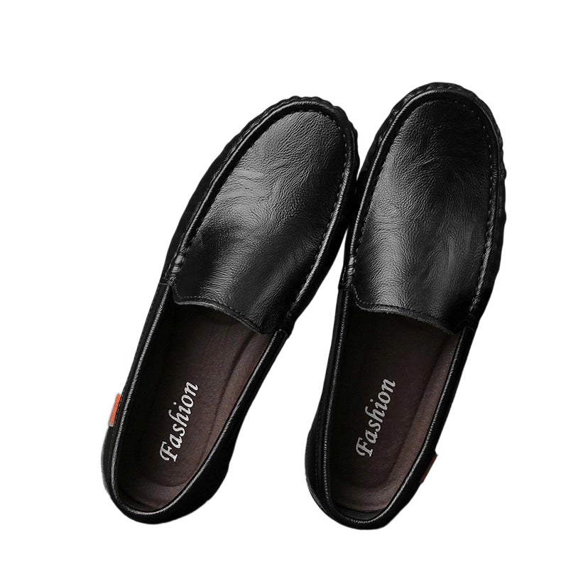 Men's Black Casual Leather Shoes for Summer