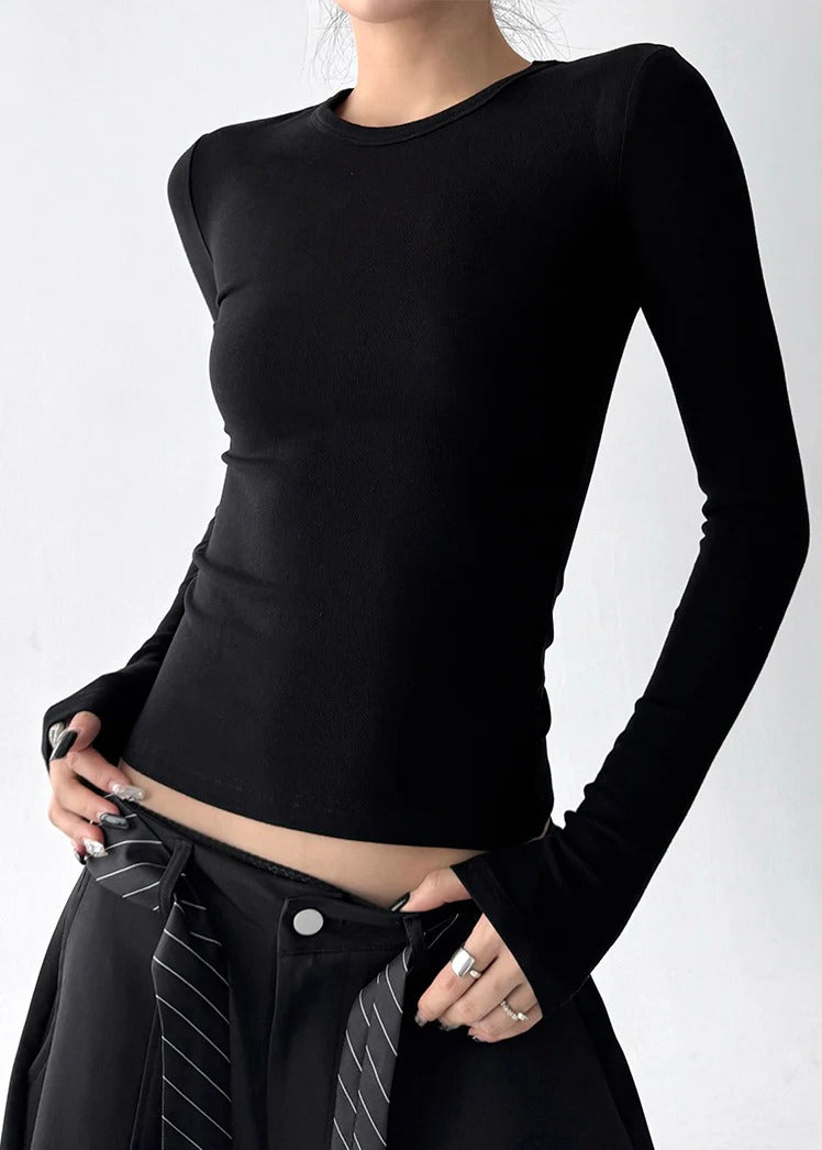 Black Patchwork Lace Blouse Top Hollow Out Fall