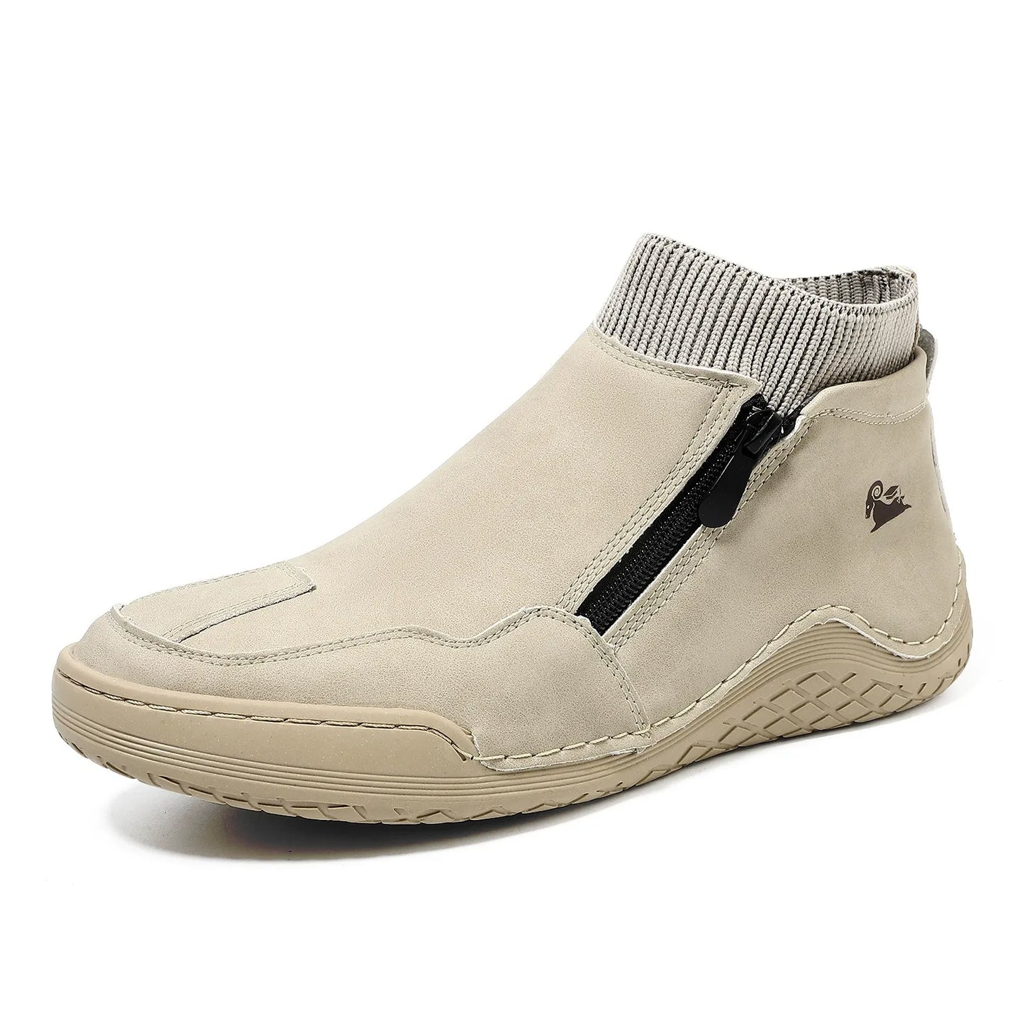 Men's Knit Cuff Zip-Up Casual Ankle Boots