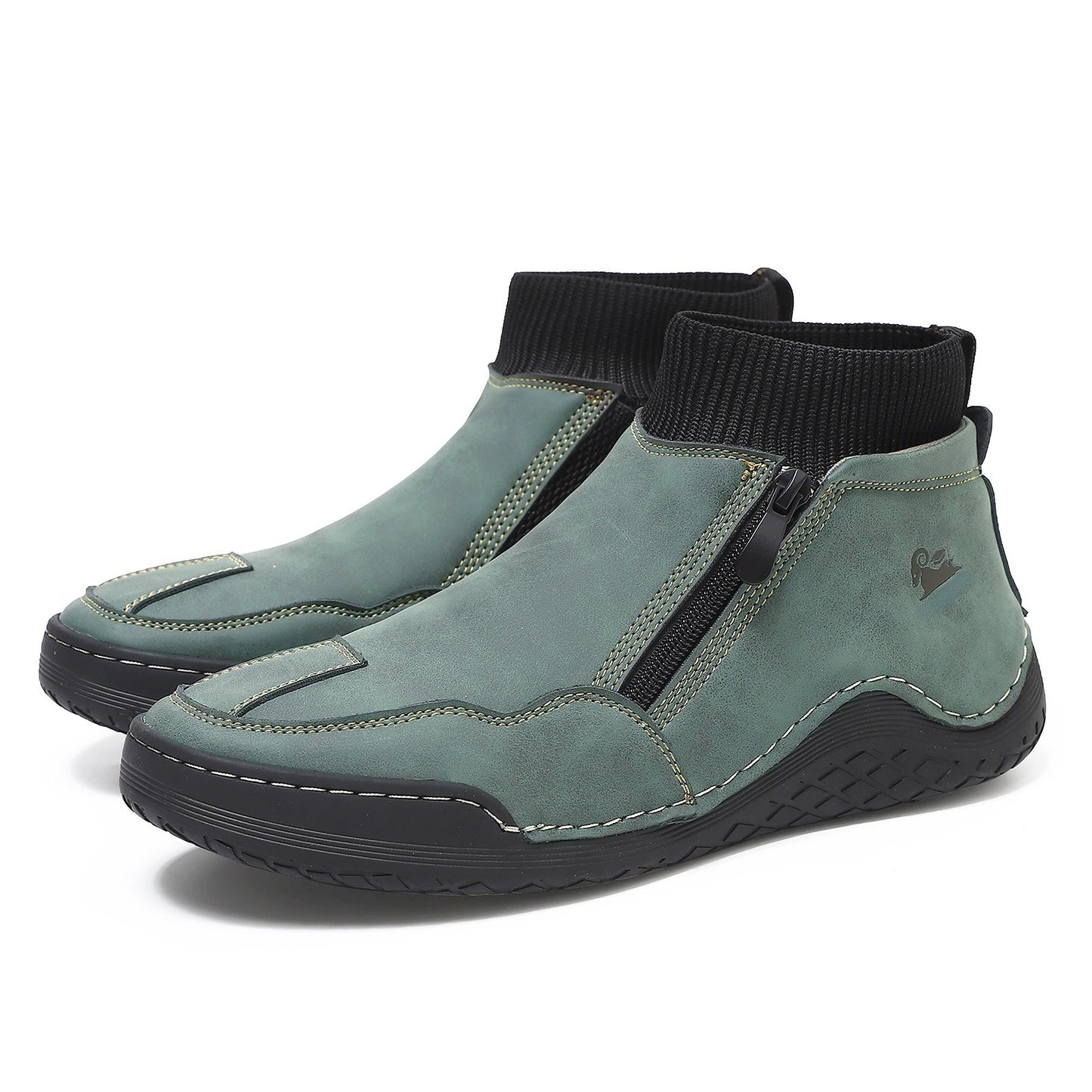 Men's Knit Cuff Zip-Up Casual Ankle Boots