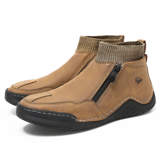 Men's Knit Cuff Zip-Up Casual Ankle Boots