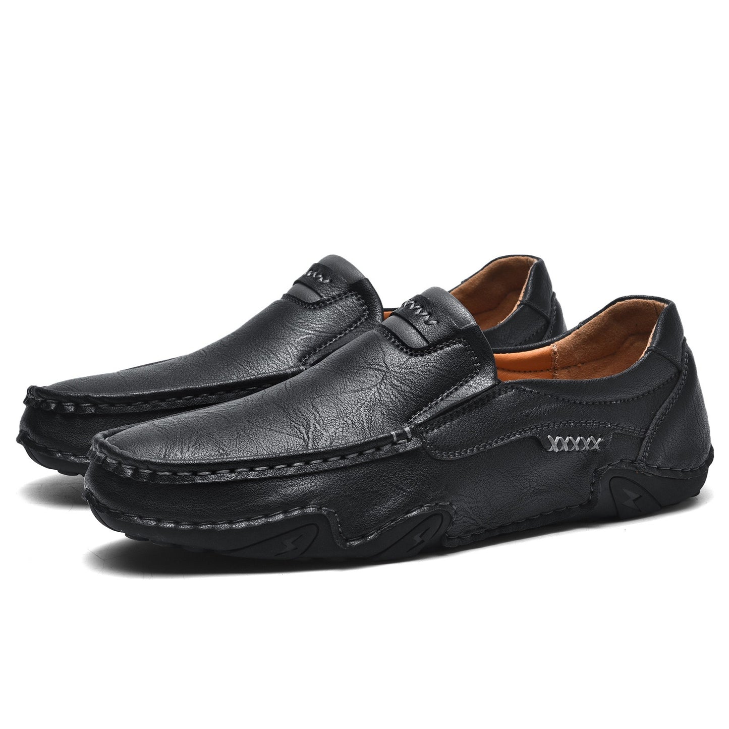 Men's Faux Leather Hand-Stitched Low-Top Loafers