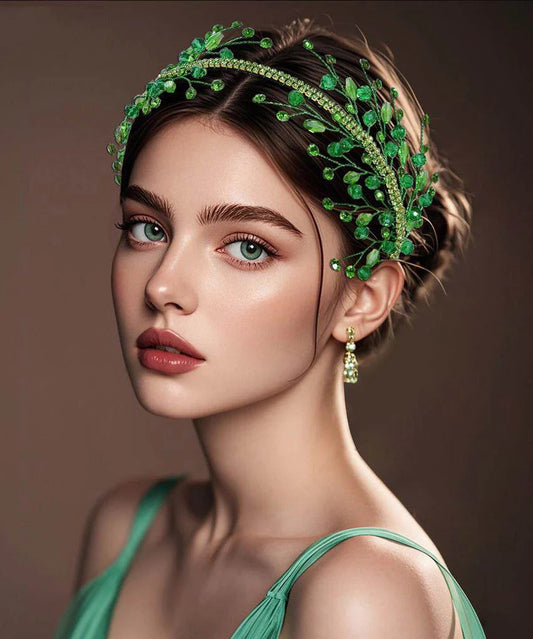 Fashion Green Crystal Zircon Bride HairPiece