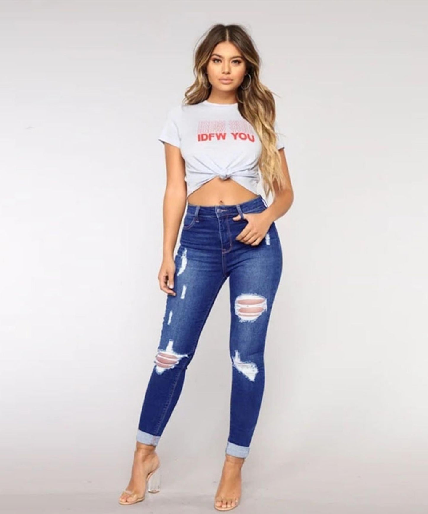 Trendy Ripped Denim Pants