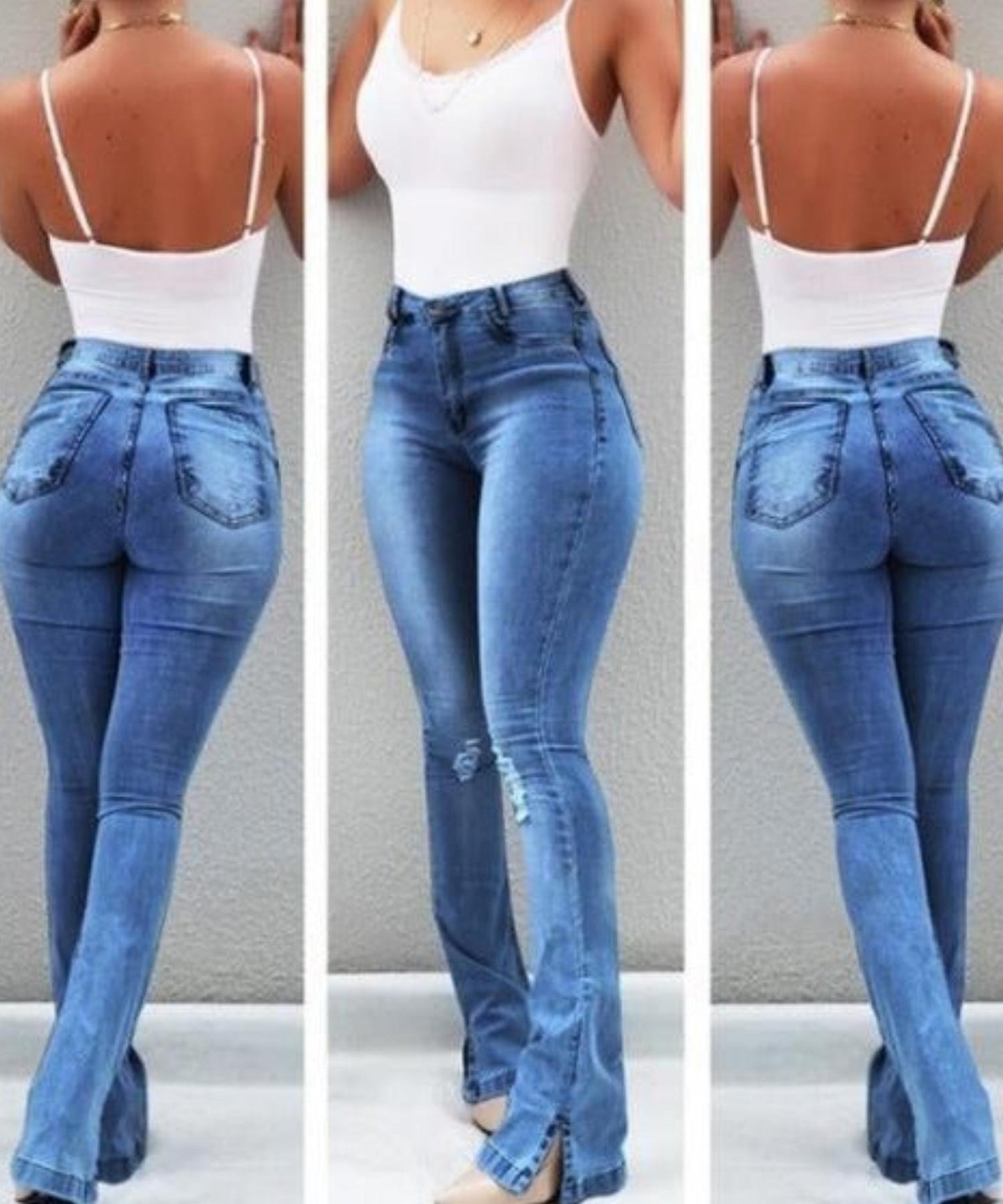 Stretch High Rise Denim Pants