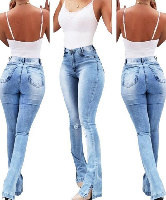 Stretch High Rise Denim Pants