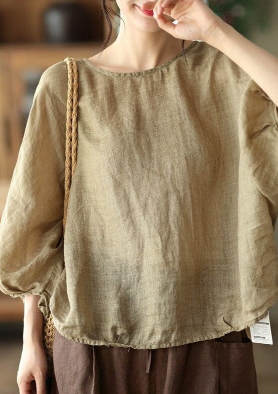 Summer Loose Solid Linen T-Shirt