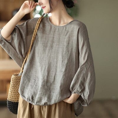 Summer Loose Solid Linen T-Shirt