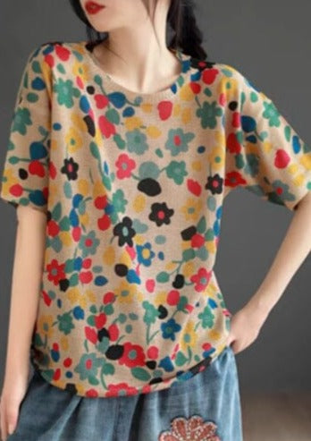 Summer Ladies Casual Fashion Printed Cotton Tops