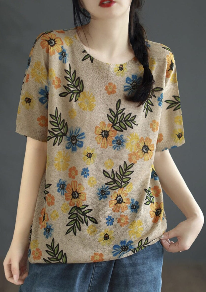 Summer Ladies Casual Fashion Printed Cotton Tops